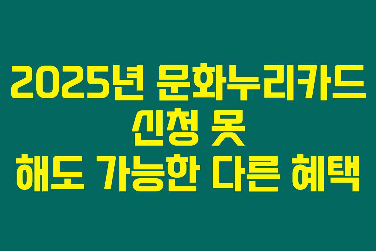 2025년 문화누리카드 신청 못 해도 가능한 다른 혜택