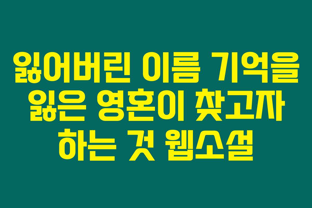 잃어버린 이름 기억을 잃은 영혼이 찾고자 하는 것  웹소설