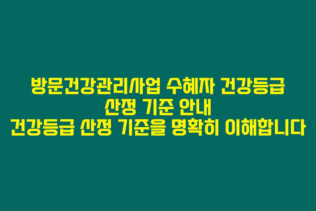 방문건강관리사업 수혜자 건강등급 산정 기준 안내 건강등급 산정 기준을 명확히 이해합니다