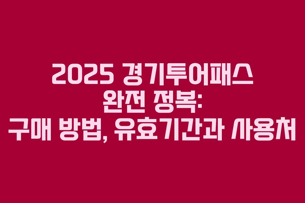 2025 경기투어패스 완전 정복: 구매 방법, 유효기간과 사용처