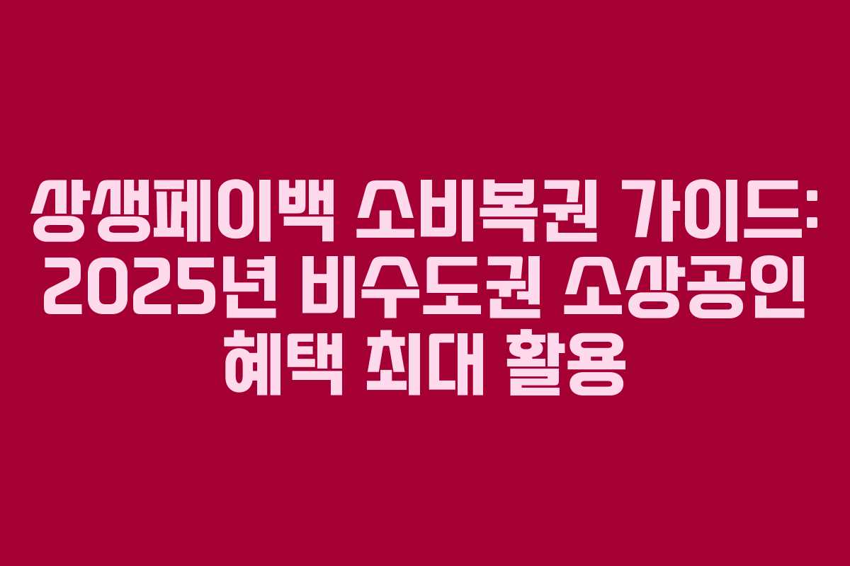 상생페이백 소비복권 가이드: 2025년 비수도권 소상공인 혜택 최대 활용