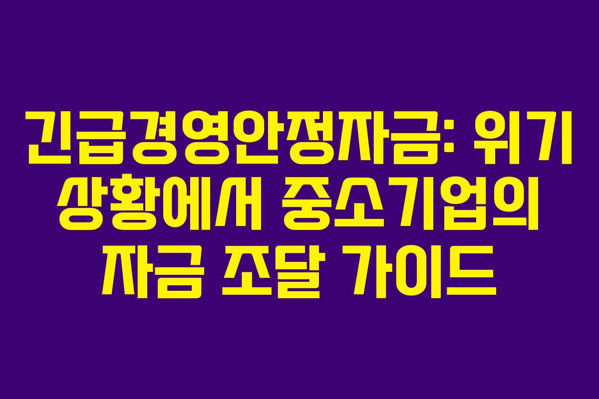 긴급경영안정자금: 위기 상황에서 중소기업의 자금 조달 가이드