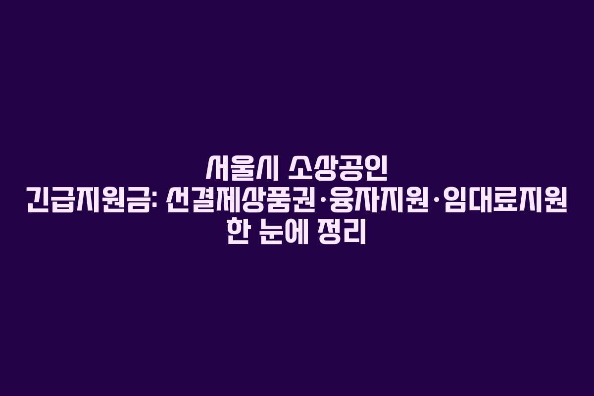 서울시 소상공인 긴급지원금: 선결제상품권·융자지원·임대료지원 한 눈에 정리