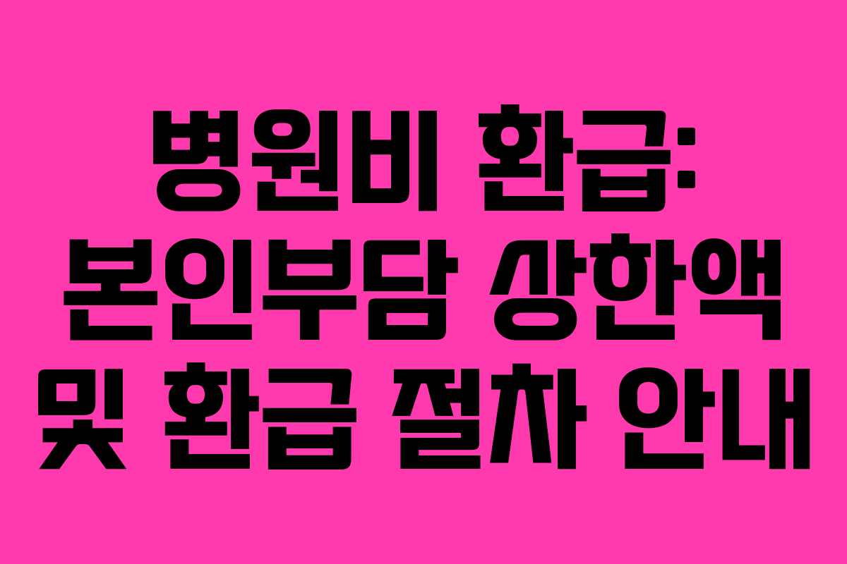 병원비 환급: 본인부담 상한액 및 환급 절차 안내
