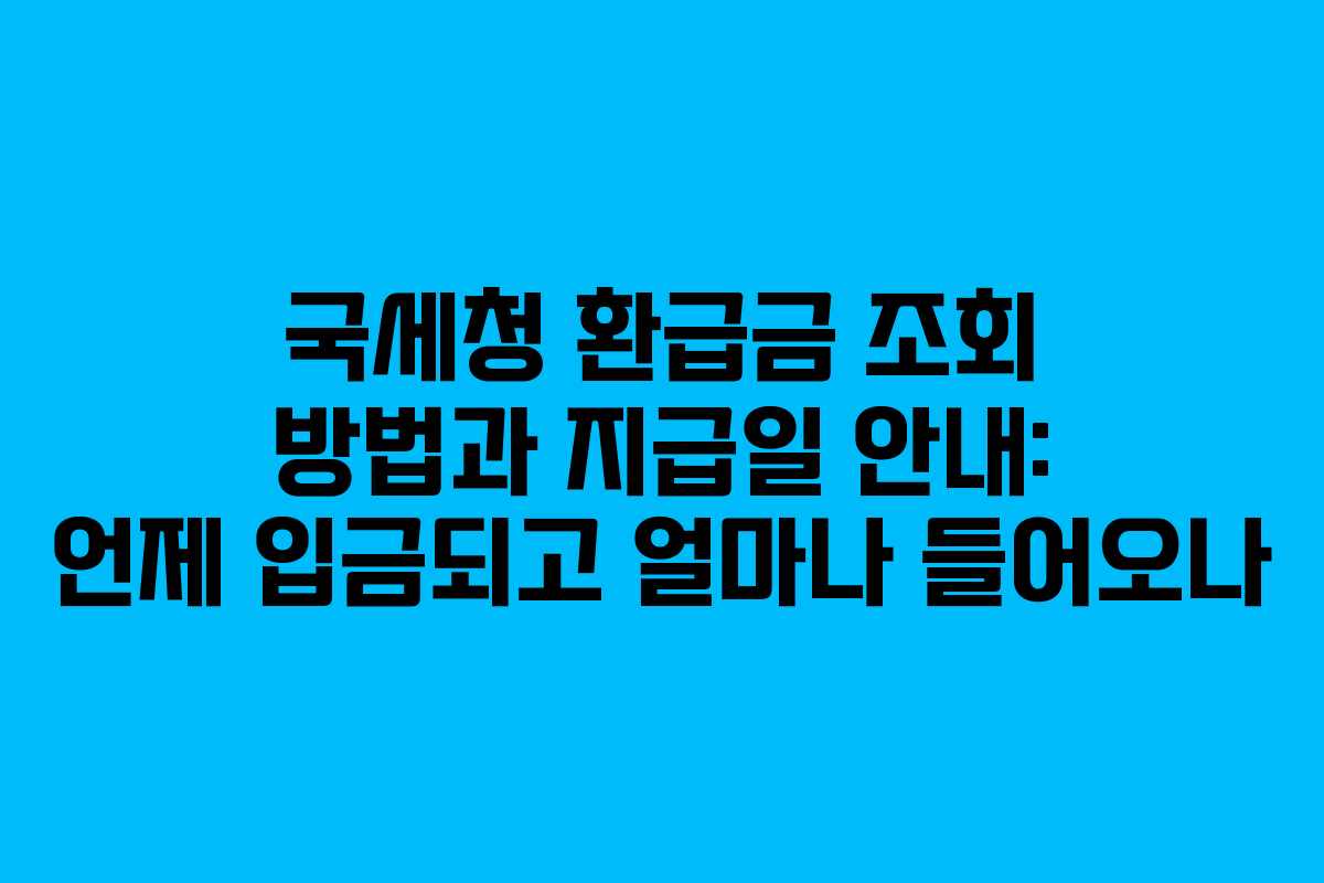 국세청 환급금 조회 방법과 지급일 안내: 언제 입금되고 얼마나 들어오나