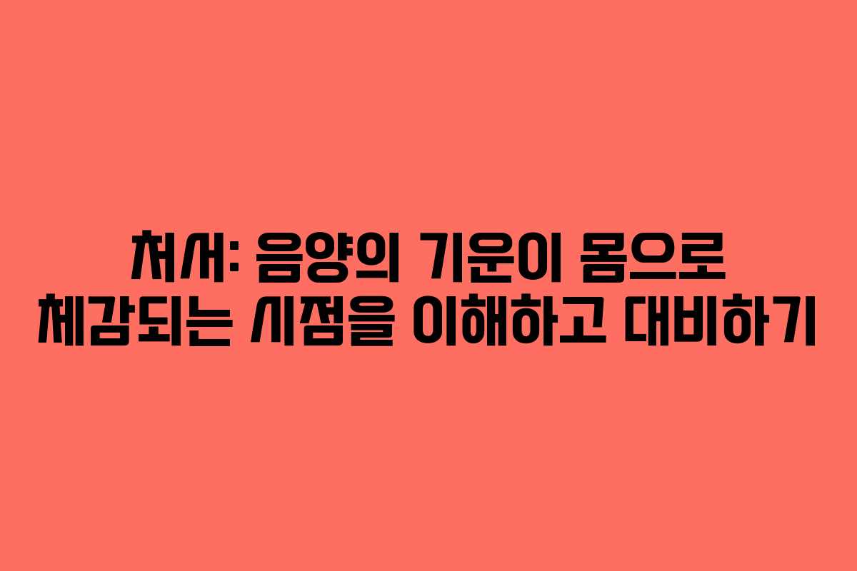 처서: 음양의 기운이 몸으로 체감되는 시점을 이해하고 대비하기