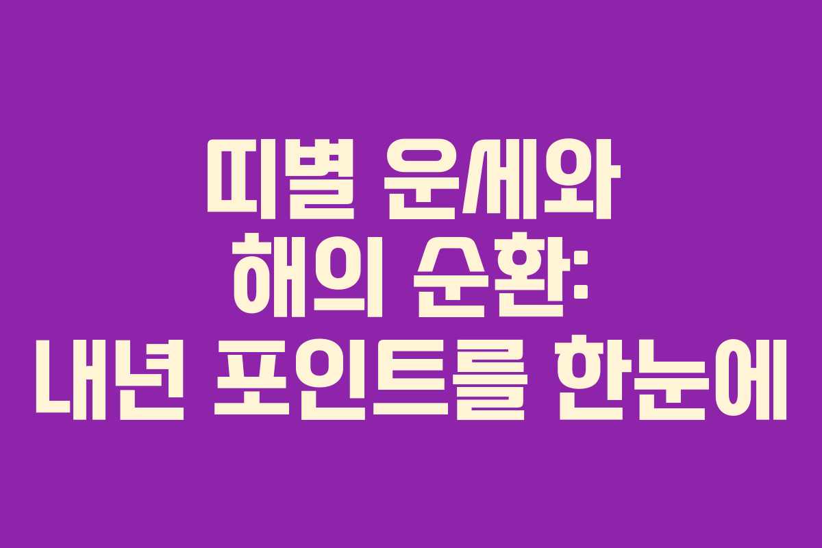 띠별 운세와 해의 순환: 내년 포인트를 한눈에