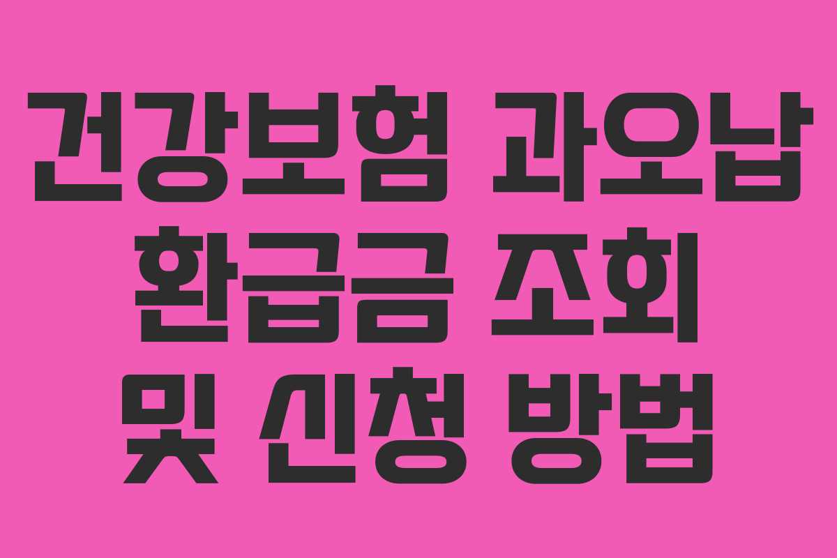 건강보험 과오납 환급금 조회 및 신청 방법