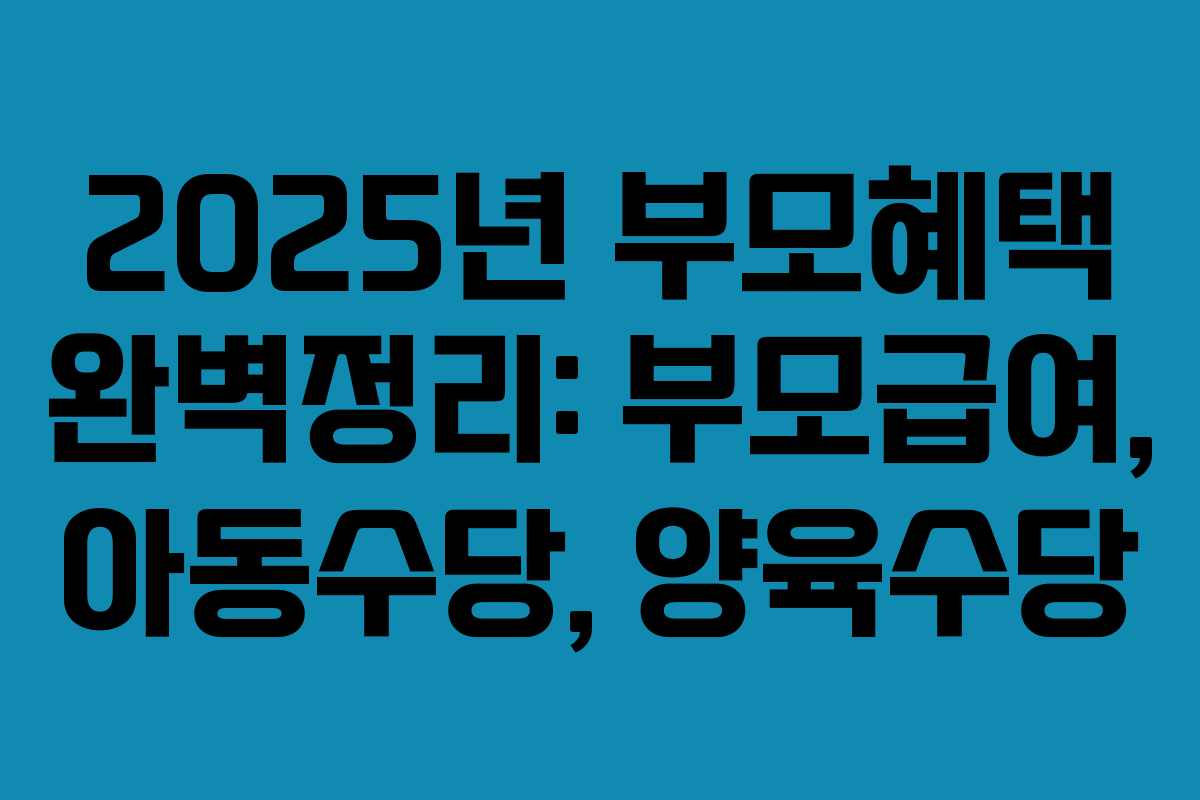2025년 부모혜택 완벽정리: 부모급여, 아동수당, 양육수당