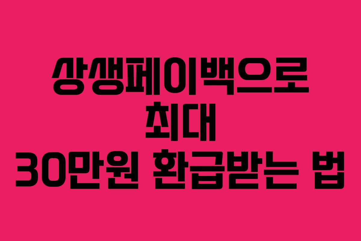 상생페이백으로 최대 30만원 환급받는 법