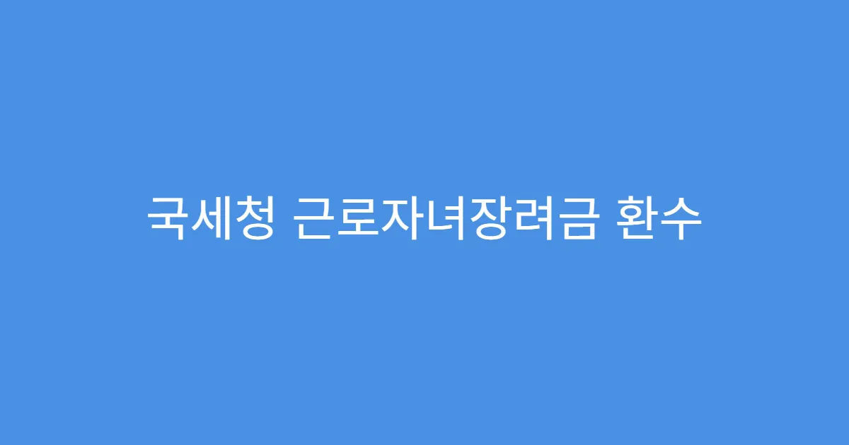 국세청 근로자녀장려금 환수 조치되는 경우