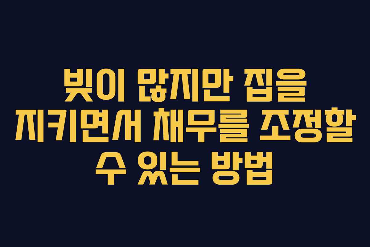 빚이 많지만 집을 지키면서 채무를 조정할 수 있는 방법