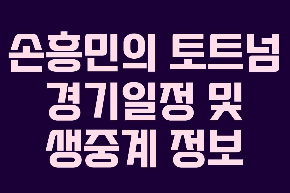 손흥민의 토트넘 경기일정 및 생중계 정보