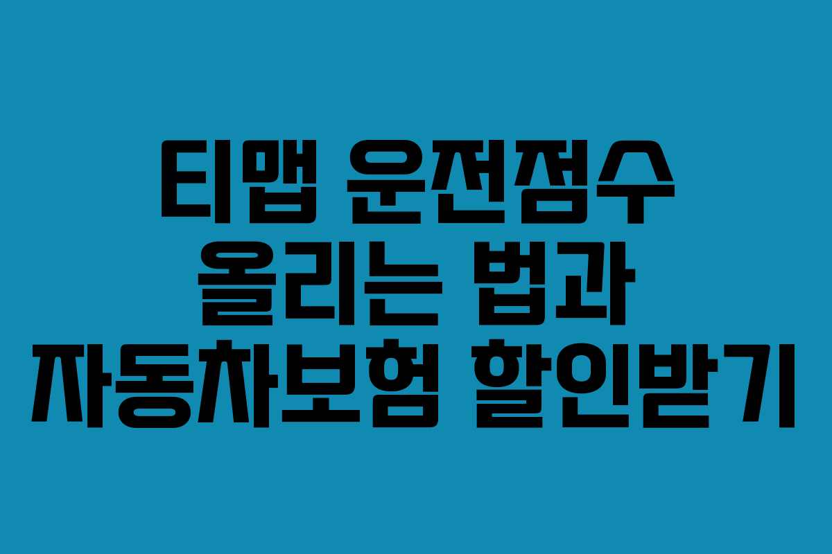 티맵 운전점수 올리는 법과 자동차보험 할인받기