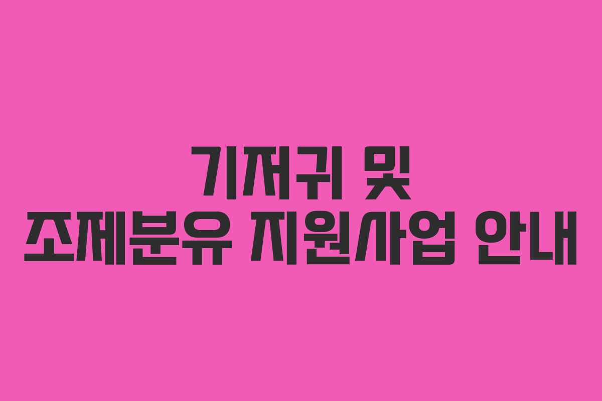 기저귀 및 조제분유 지원사업 안내