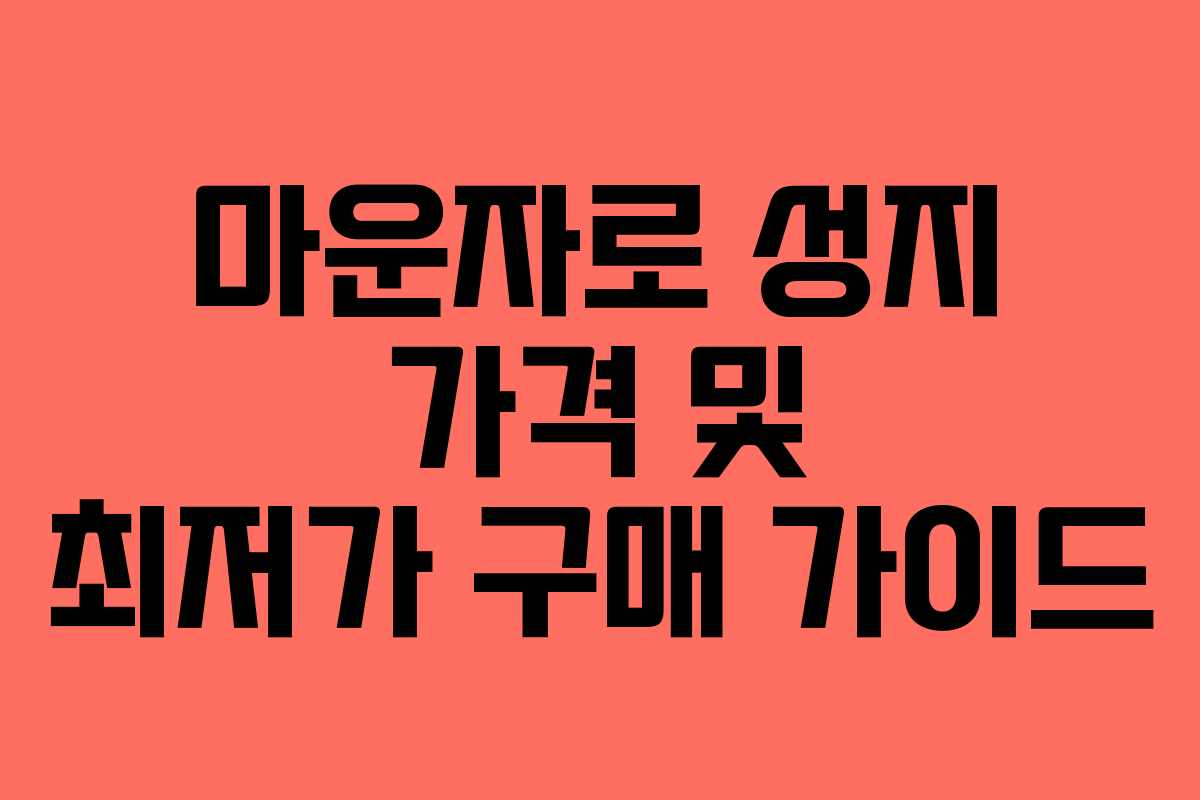 마운자로 성지 가격 및 최저가 구매 가이드