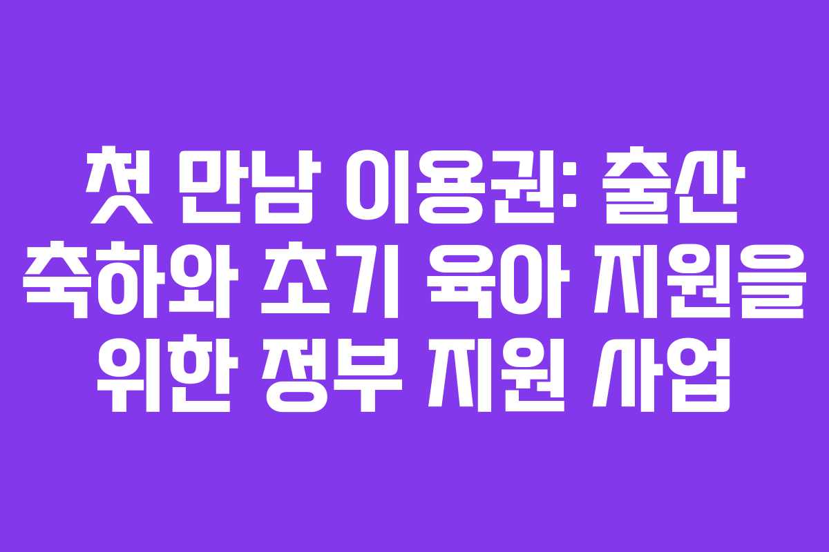 첫 만남 이용권: 출산 축하와 초기 육아 지원을 위한 정부 지원 사업