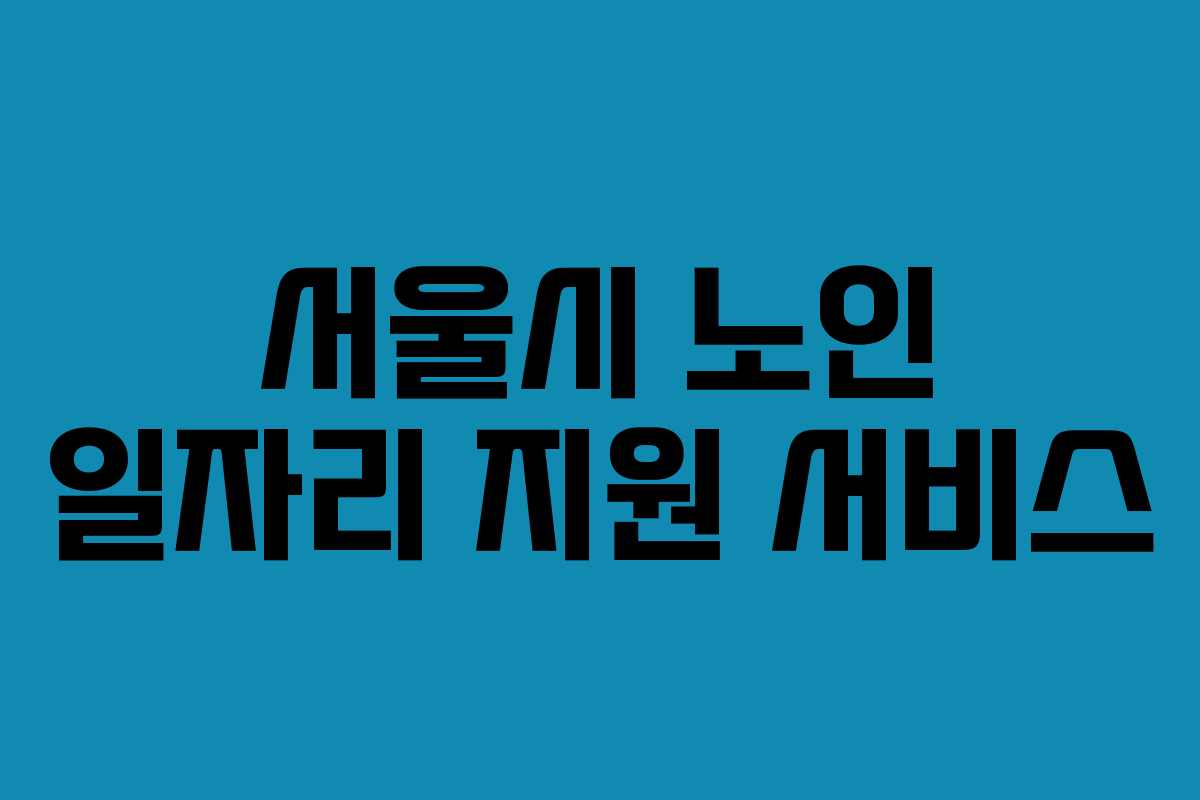 서울시 노인 일자리 지원 서비스