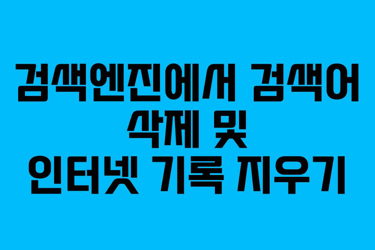 검색엔진에서 검색어 삭제 및 인터넷 기록 지우기