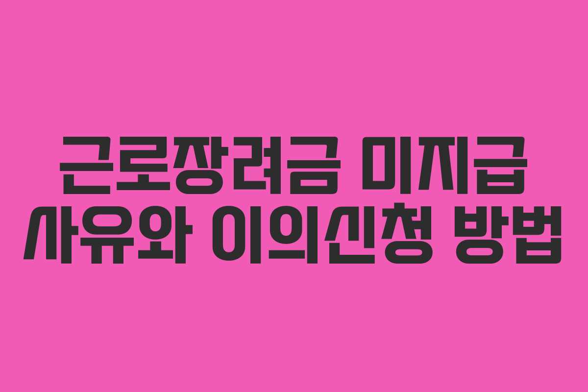 근로장려금 미지급 사유와 이의신청 방법