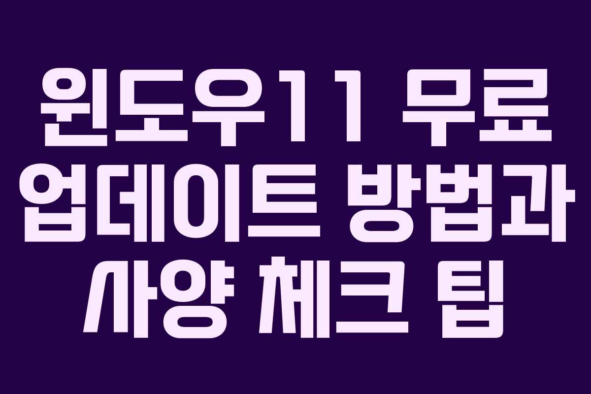 윈도우11 무료 업데이트 방법과 사양 체크 팁