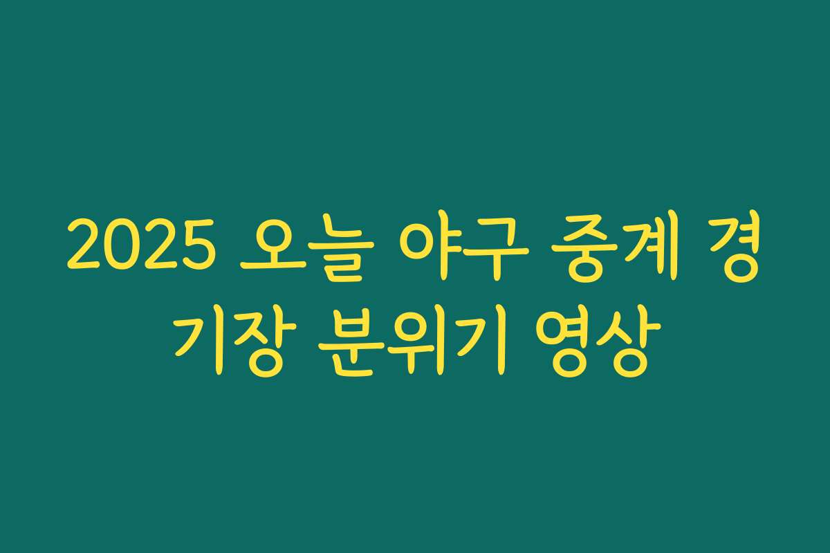 2025 오늘 야구 중계 경기장 분위기 영상