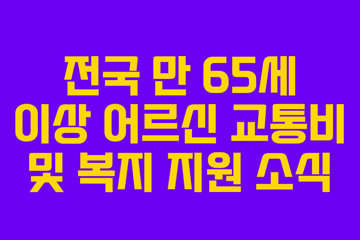 전국 만 65세 이상 어르신 교통비 및 복지 지원 소식