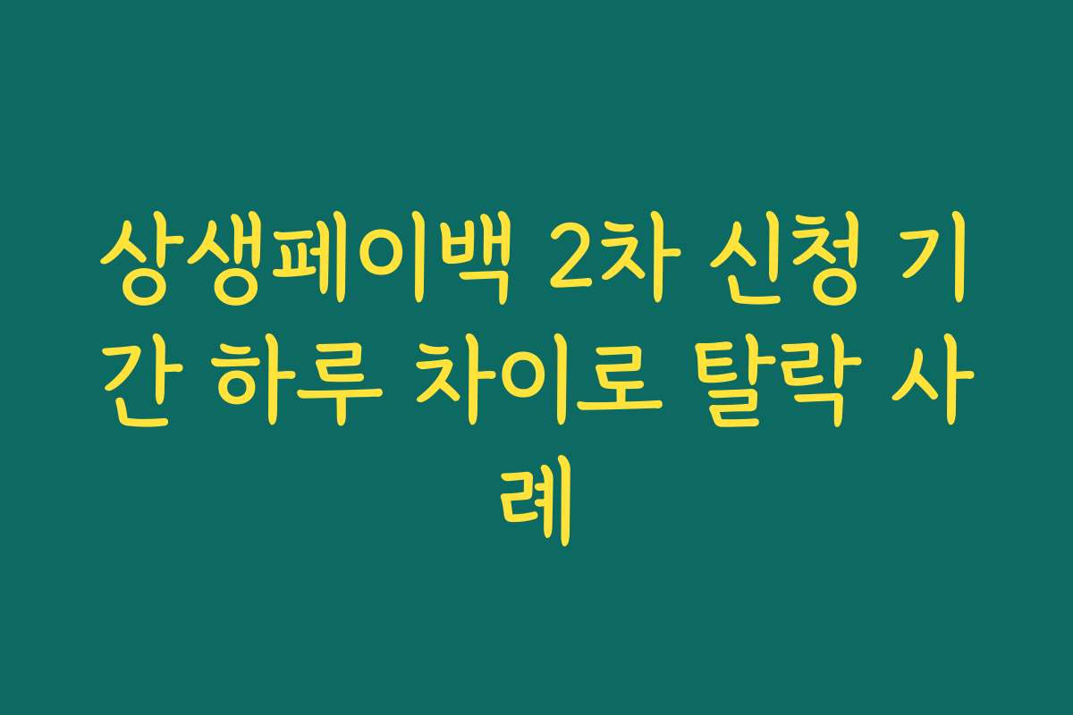상생페이백 2차 신청 기간 하루 차이로 탈락 사례 상생페이백 2차 신청 기간 하루 차이로 탈락 사례