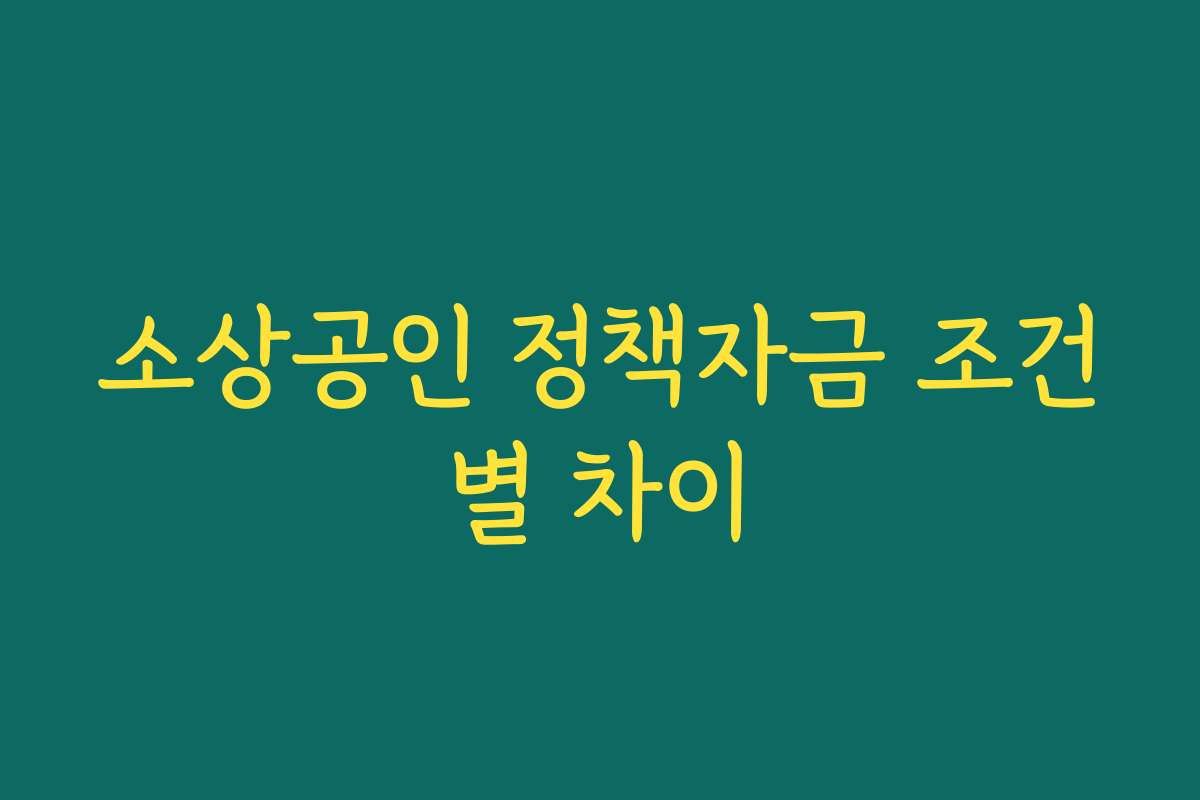 소상공인 정책자금 조건별 차이