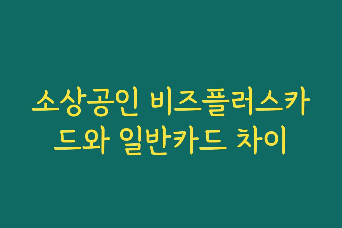 소상공인 비즈플러스카드와 일반카드 차이