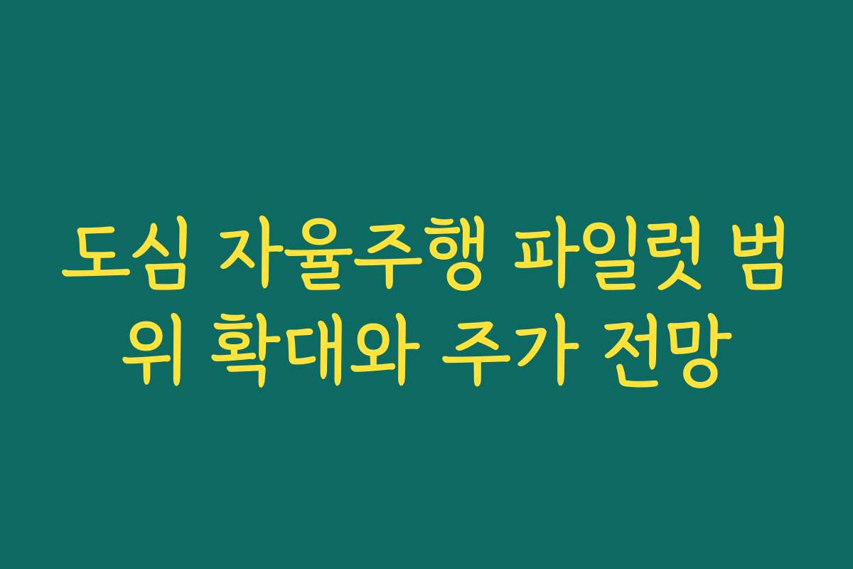 도심 자율주행 파일럿 범위 확대와 주가 전망