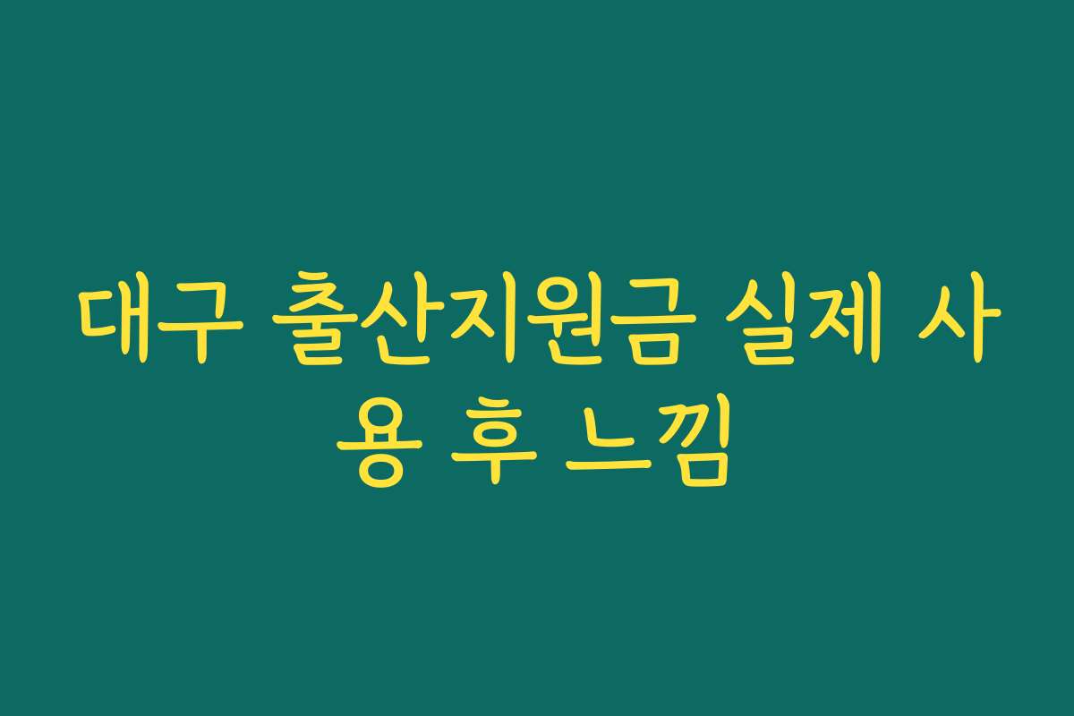 대구 출산지원금 실제 사용 후 느낌 대구 출산지원금 실제 사용 후 느낌