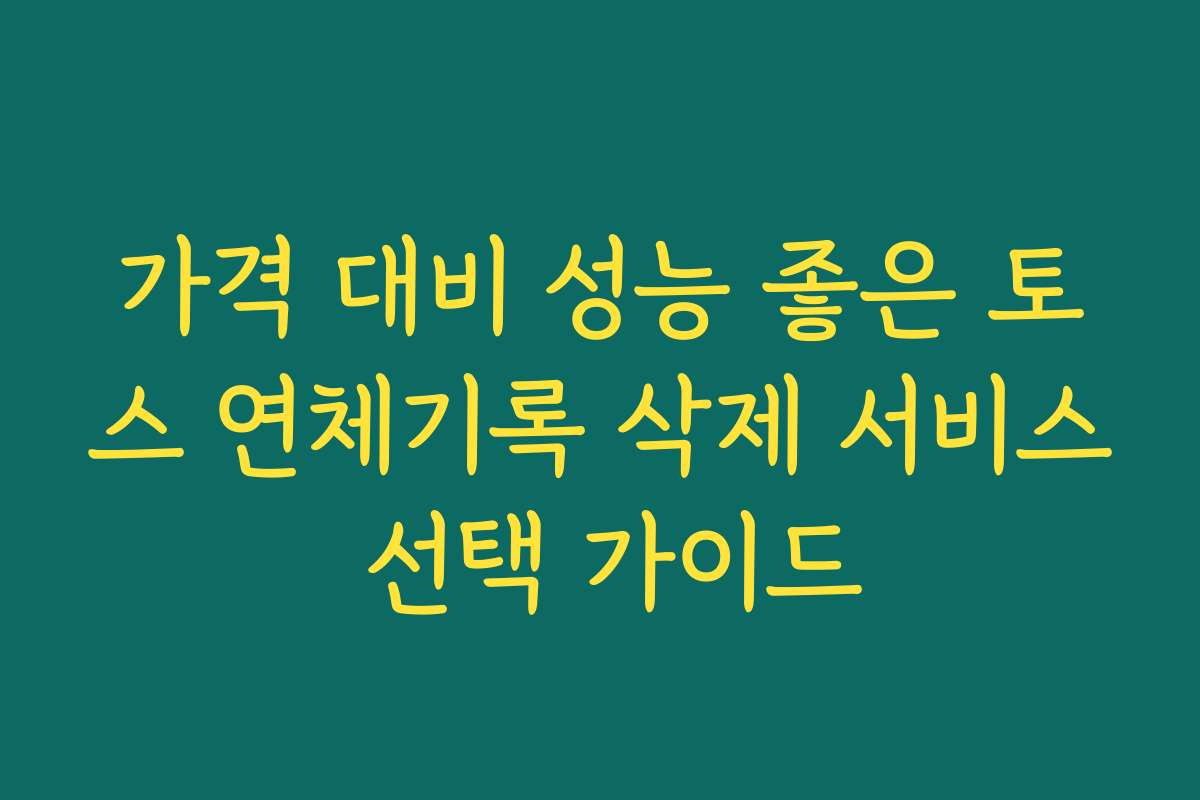 가격 대비 성능 좋은 토스 연체기록 삭제 서비스 선택 가이드