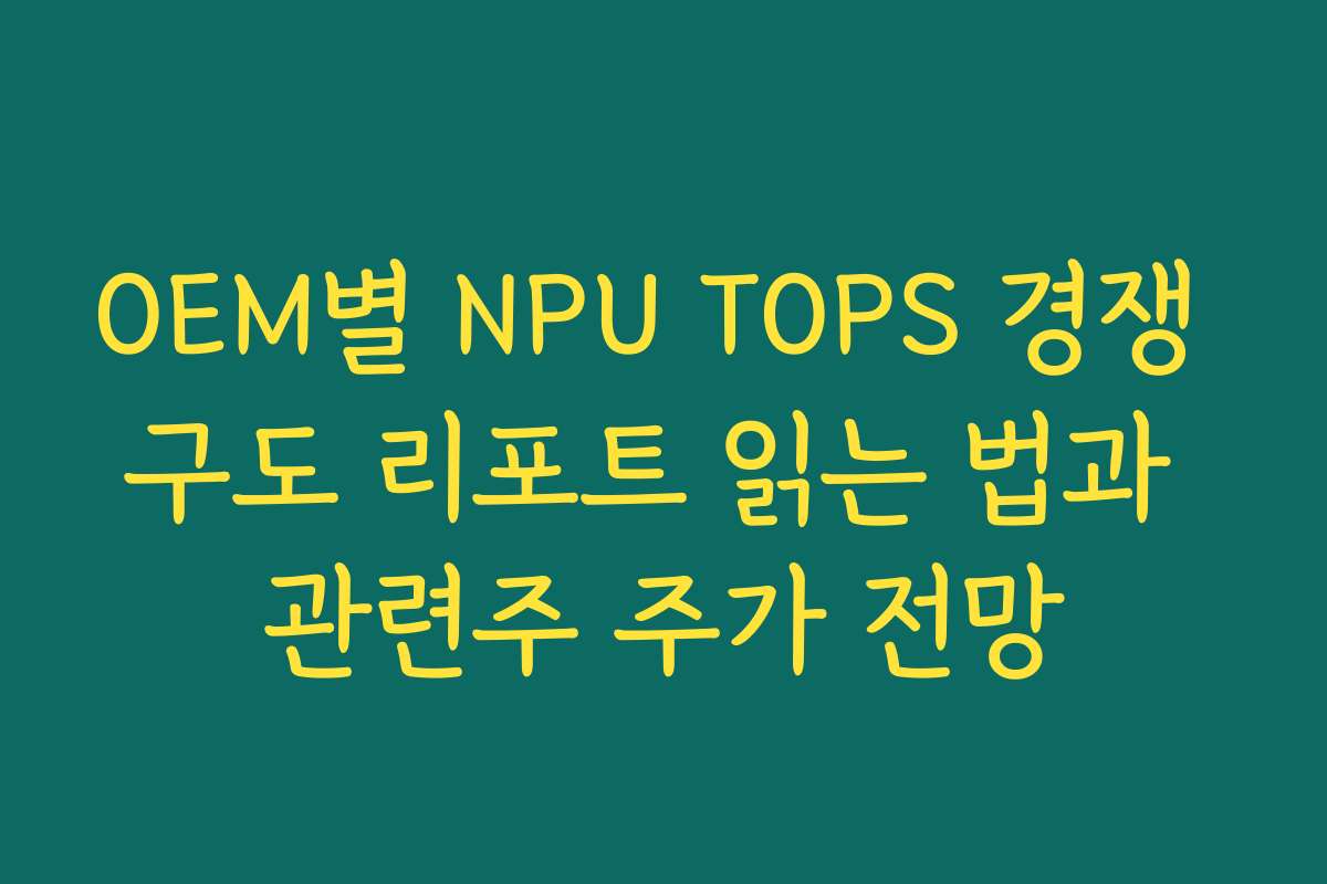 OEM별 NPU TOPS 경쟁 구도 리포트 읽는 법과 관련주 주가 전망 OEM별 NPU TOPS 경쟁 구도 리포트 읽는 법과 관련주 주가 전망