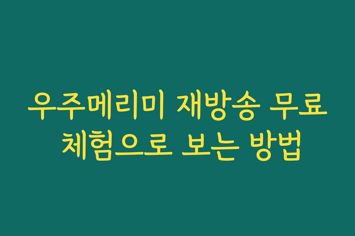 우주메리미 재방송 무료 체험으로 보는 방법