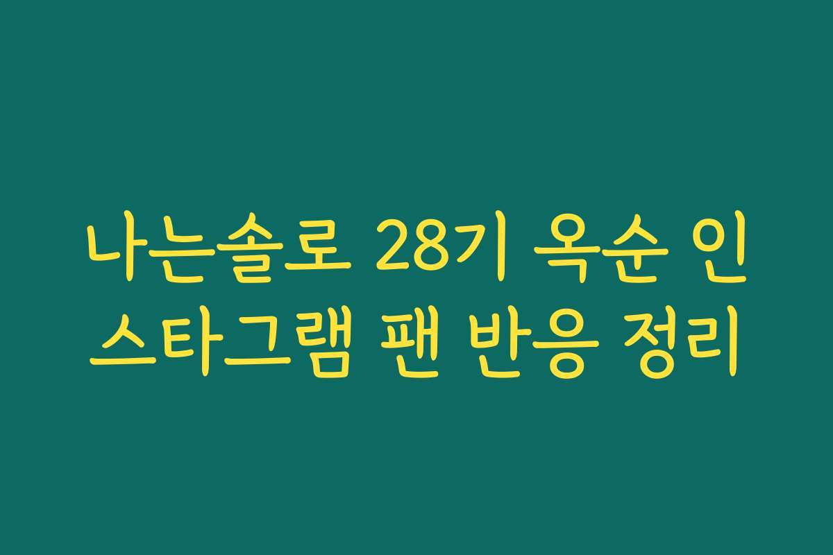 나는솔로 28기 옥순 인스타그램 팬 반응 정리