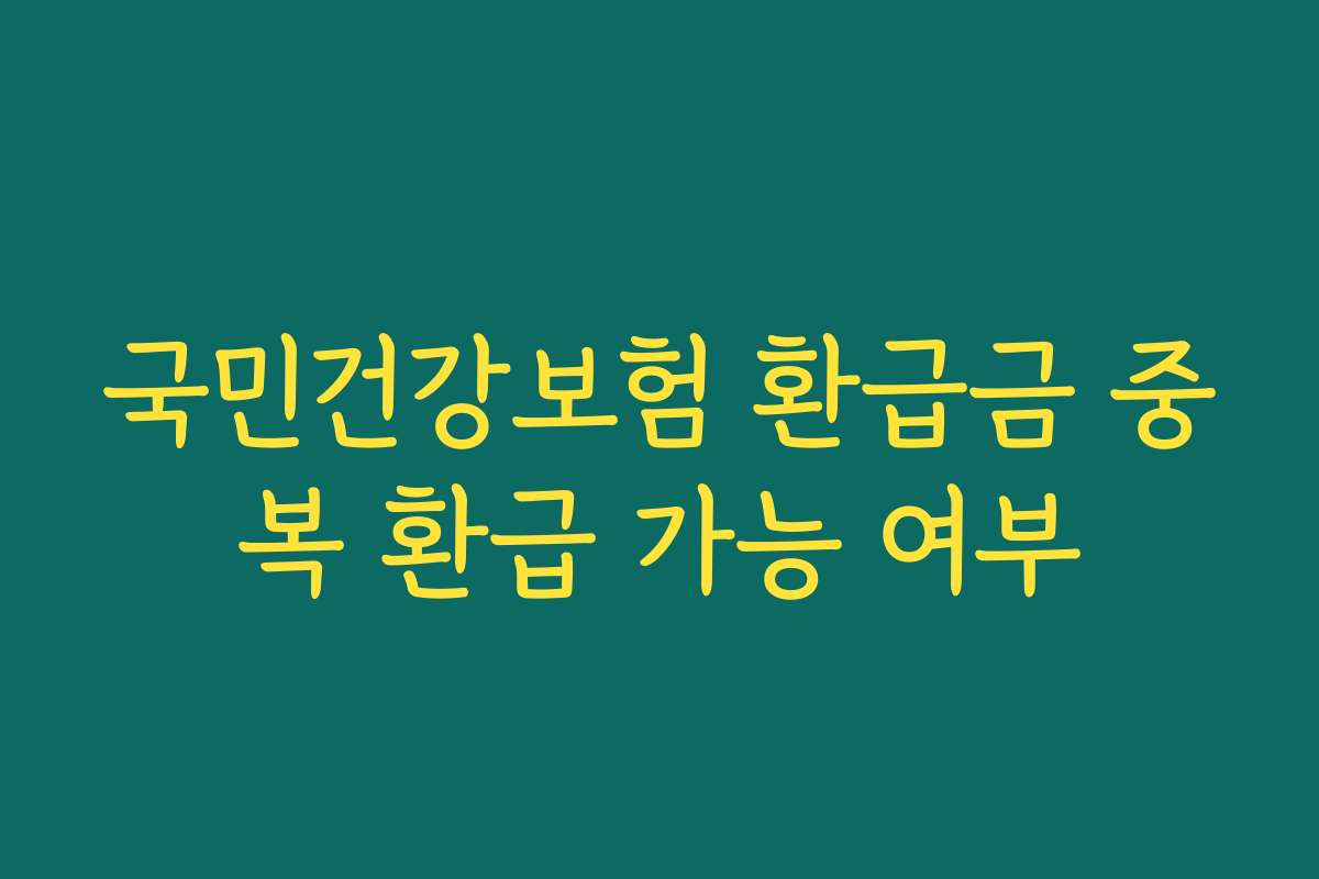 국민건강보험 환급금 중복 환급 가능 여부