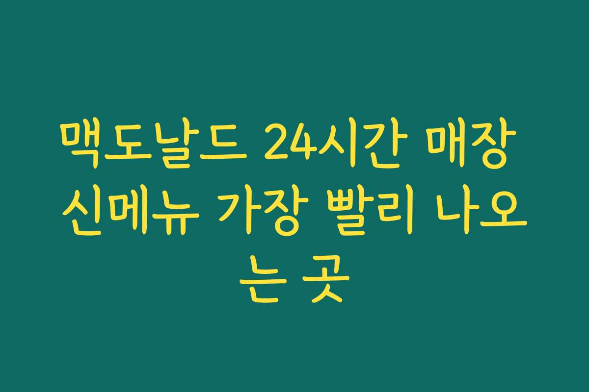 맥도날드 24시간 매장 신메뉴 가장 빨리 나오는 곳 맥도날드 24시간 매장 신메뉴 가장 빨리 나오는 곳