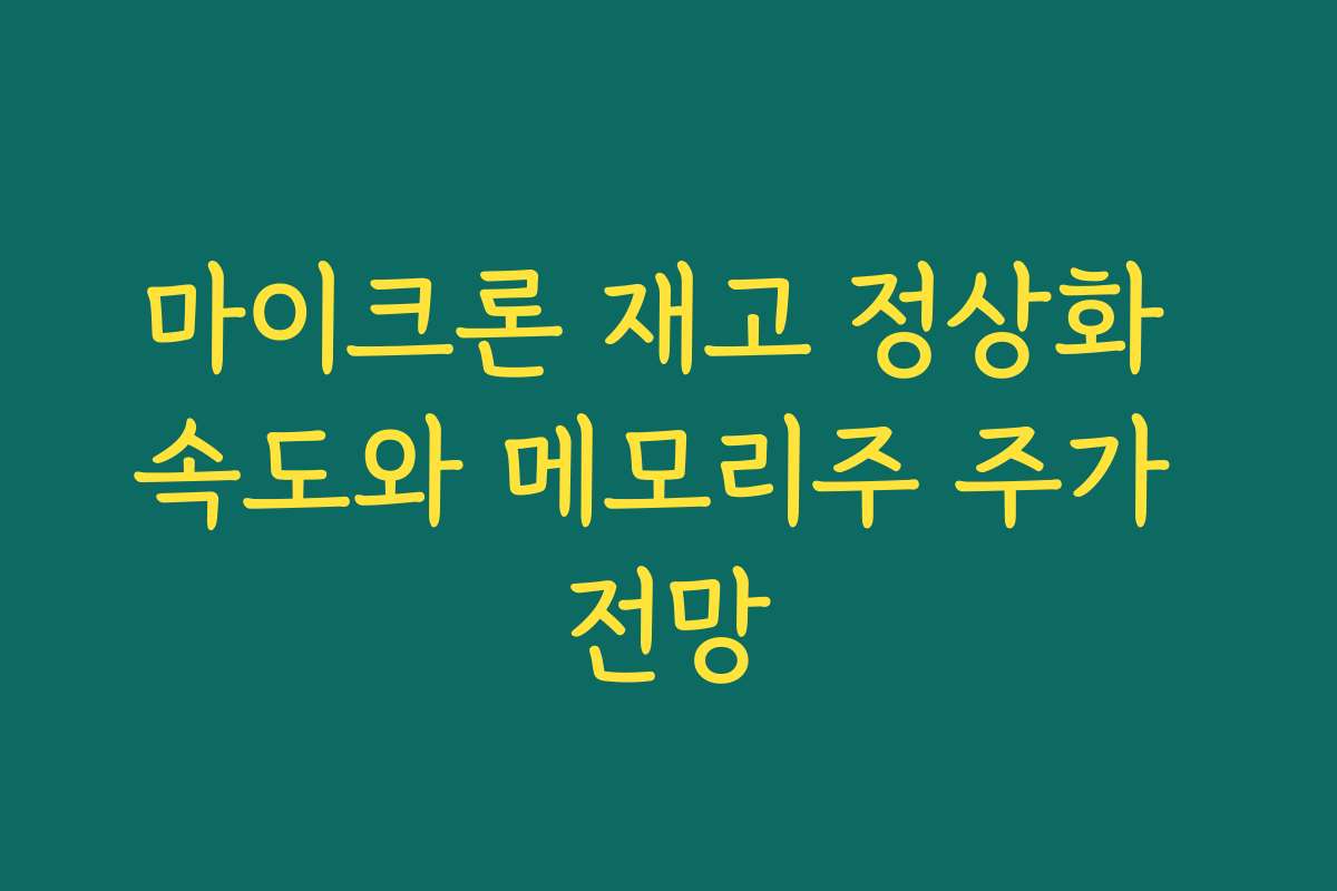 마이크론 재고 정상화 속도와 메모리주 주가 전망