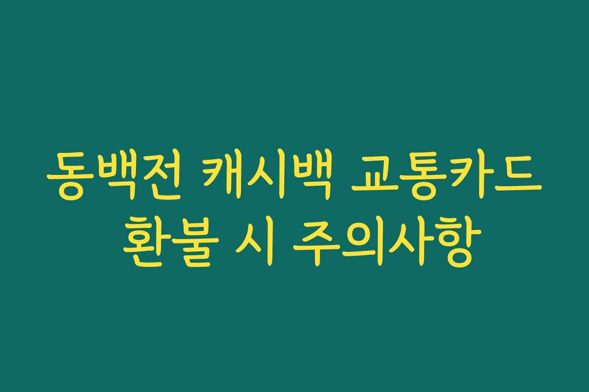 동백전 캐시백 교통카드 환불 시 주의사항 동백전 캐시백 교통카드 환불 시 주의사항