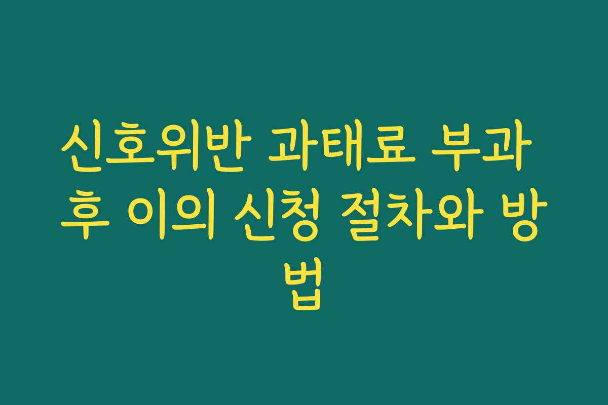 신호위반 과태료 부과 후 이의 신청 절차와 방법