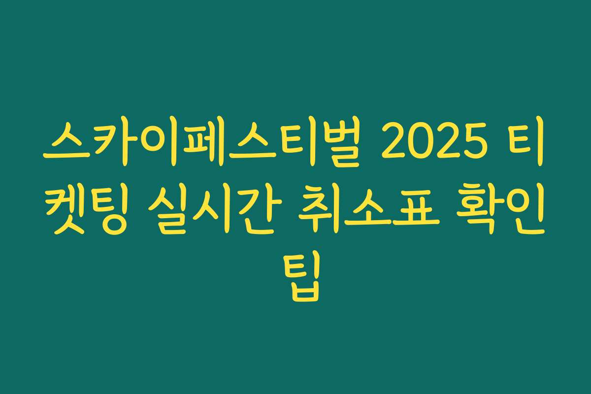 스카이페스티벌 2025 티켓팅 실시간 취소표 확인 팁