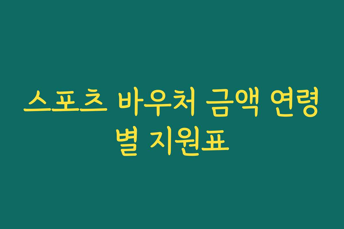 스포츠 바우처 금액 연령별 지원표