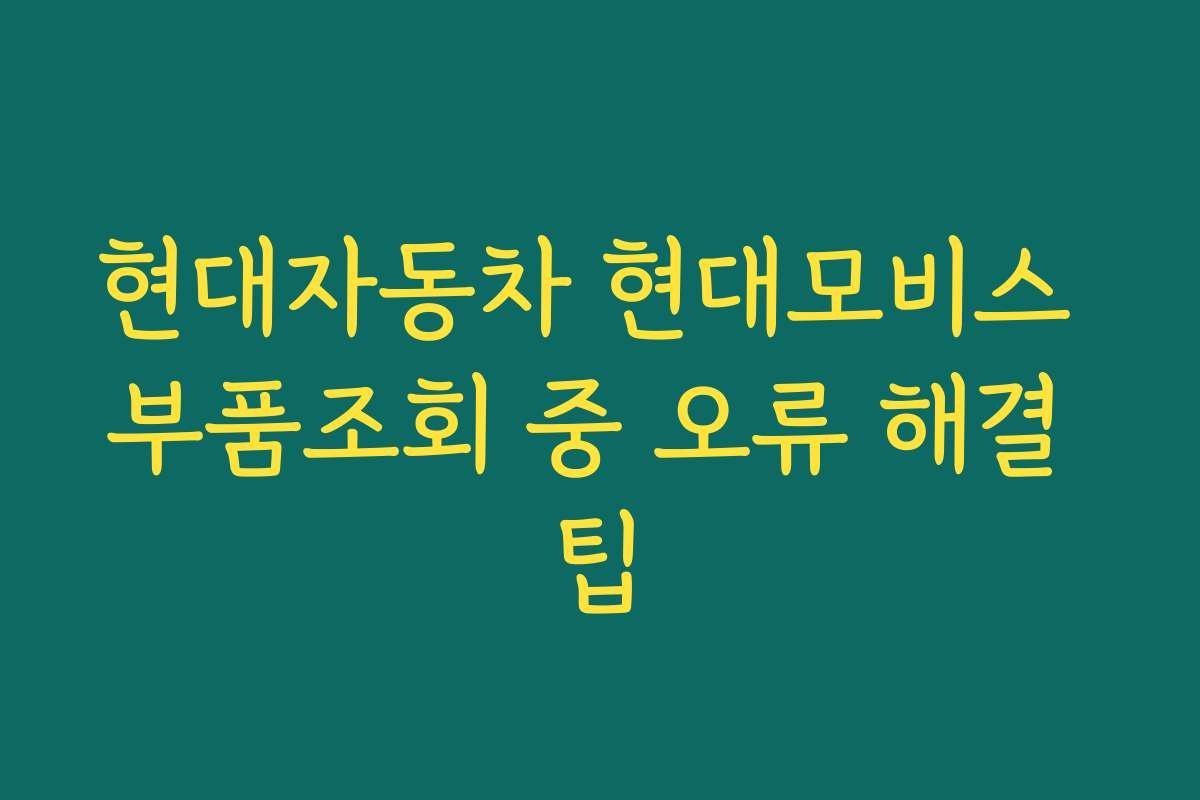 현대자동차 현대모비스 부품조회 중 오류 해결 팁