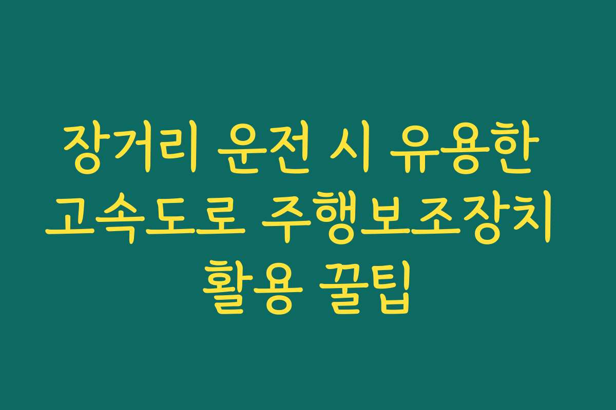 장거리 운전 시 유용한 고속도로 주행보조장치 활용 꿀팁