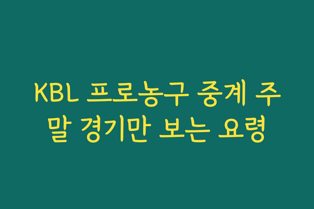 KBL 프로농구 중계 주말 경기만 보는 요령