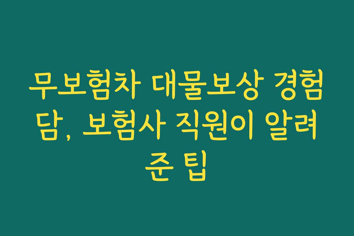무보험차 대물보상 경험담, 보험사 직원이 알려준 팁 무보험차 대물보상 경험담, 보험사 직원이 알려준 팁
