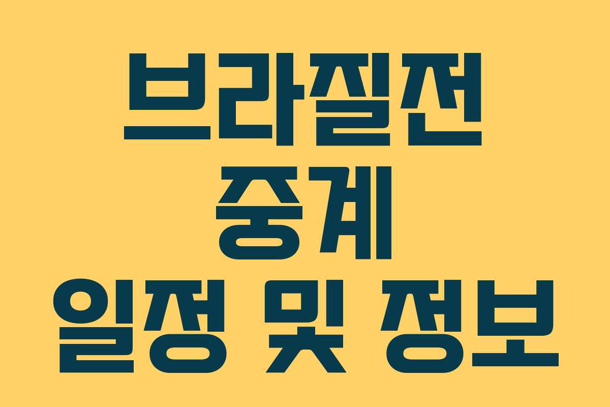 브라질전 중계 일정 및 정보