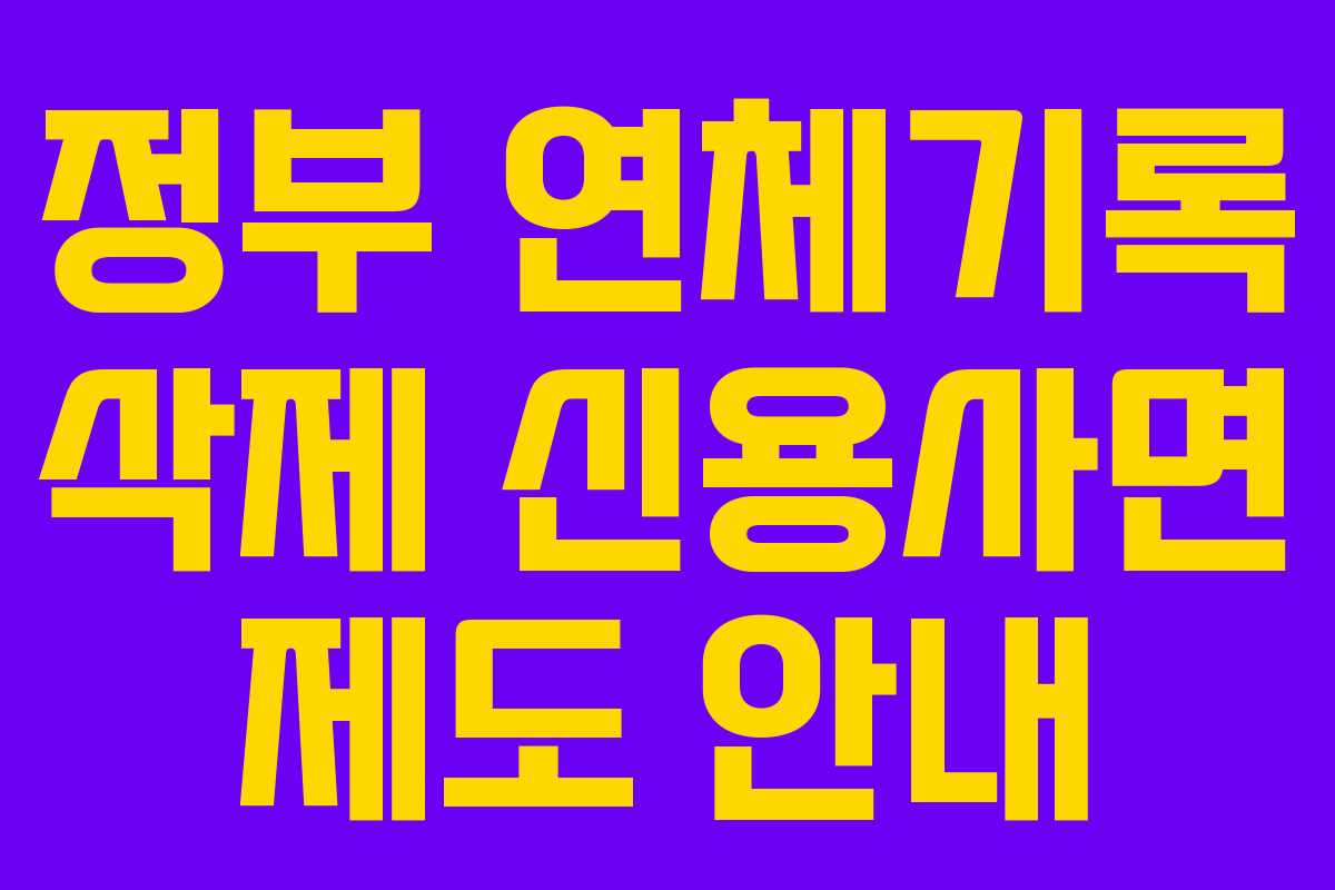 정부 연체기록 삭제 신용사면 제도 안내