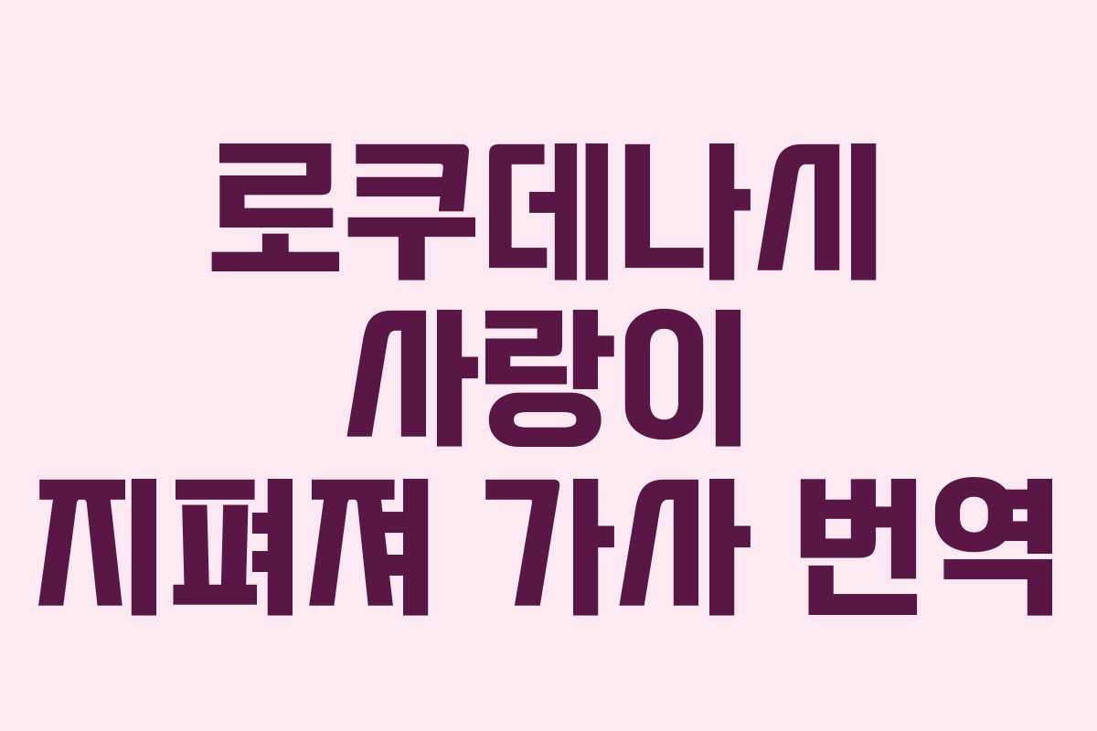 로쿠데나시 사랑이 지펴져 가사 번역